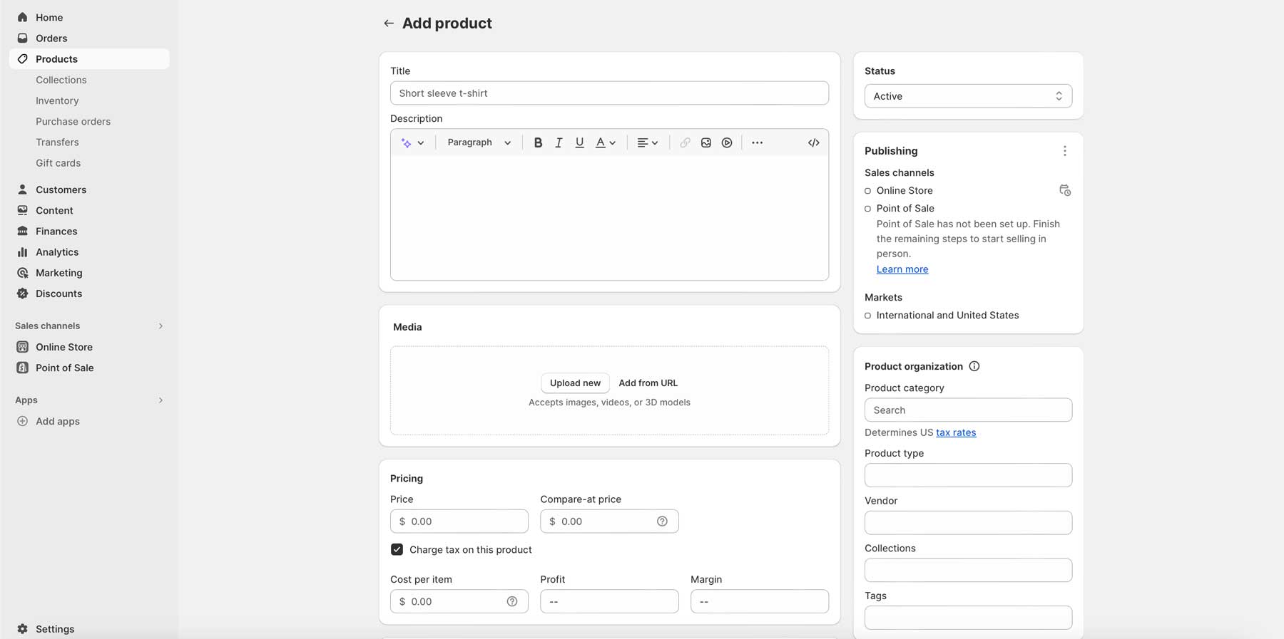 Add product to Shopify