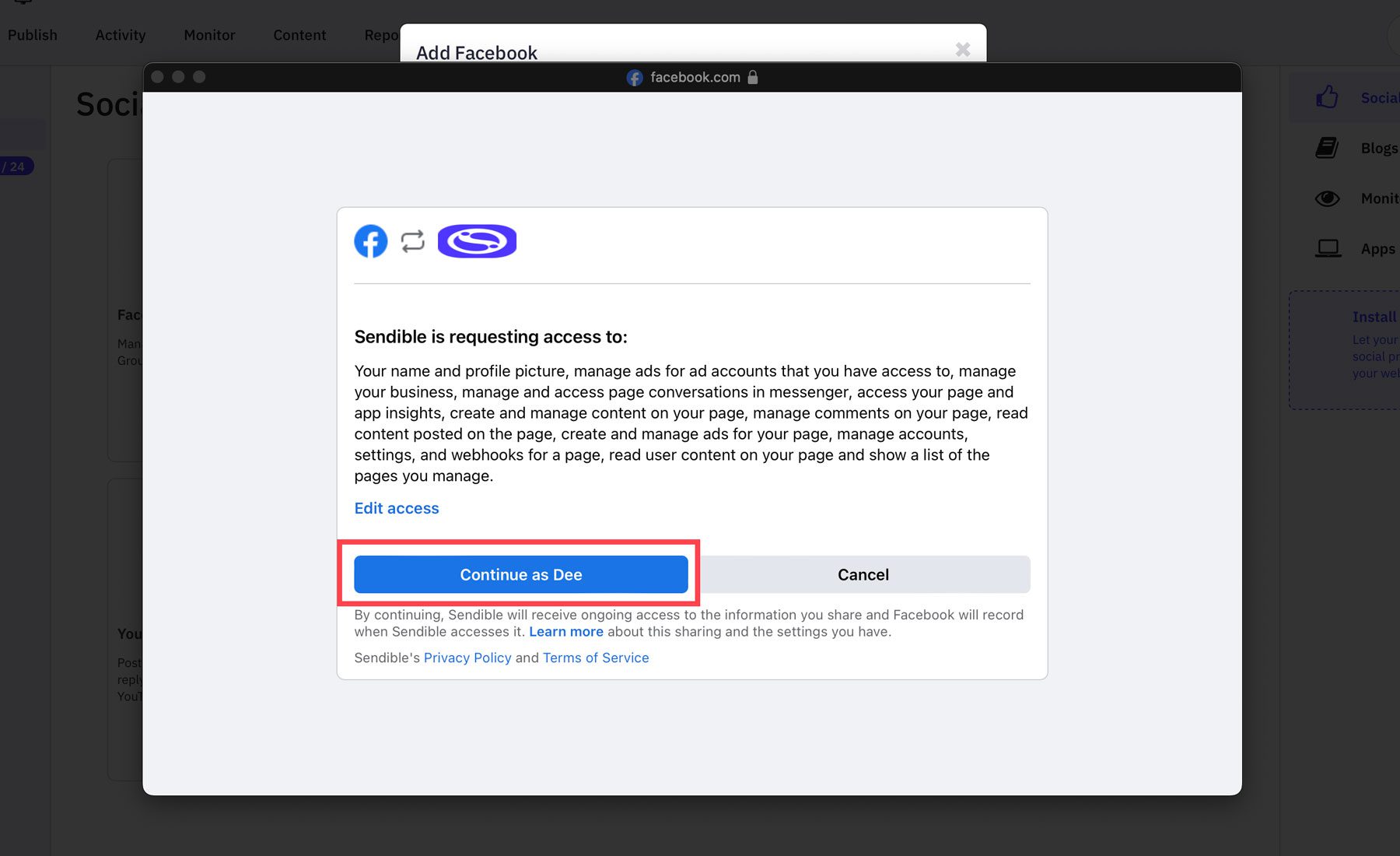 Connect Facebook