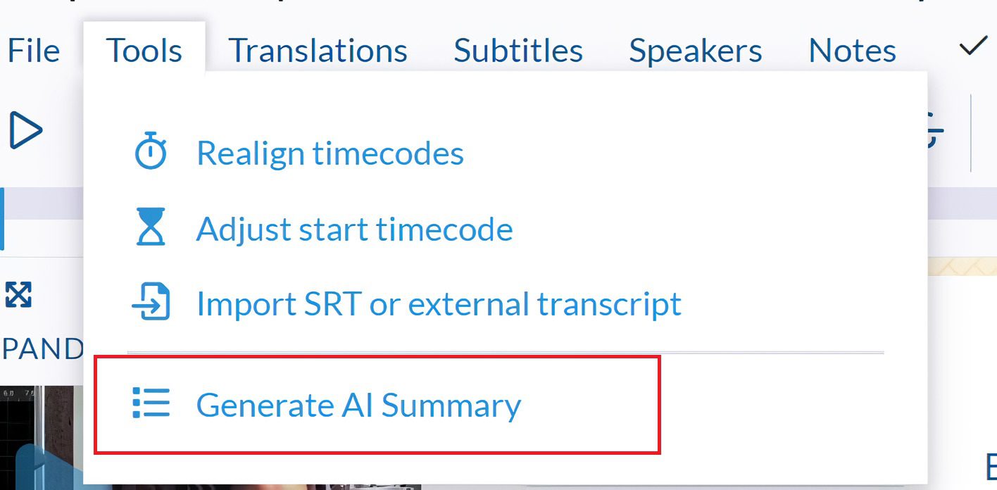 Generate AI Summary (undert tools tab)