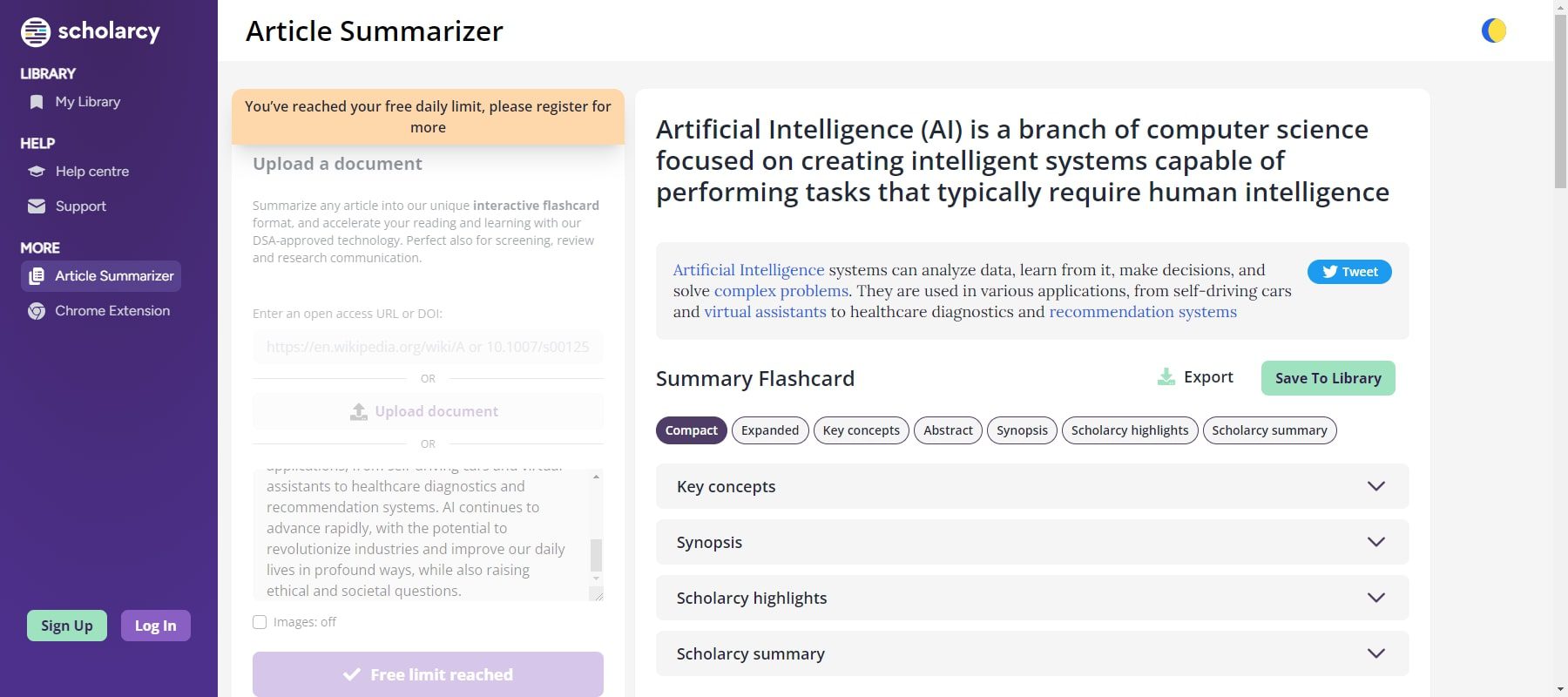 scholarcy ai summarizer