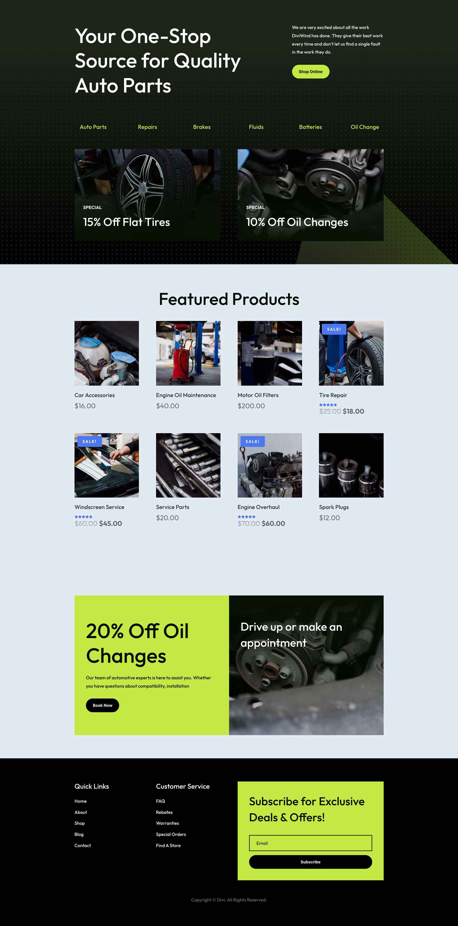 Auto Parts Layout Pack for Divi