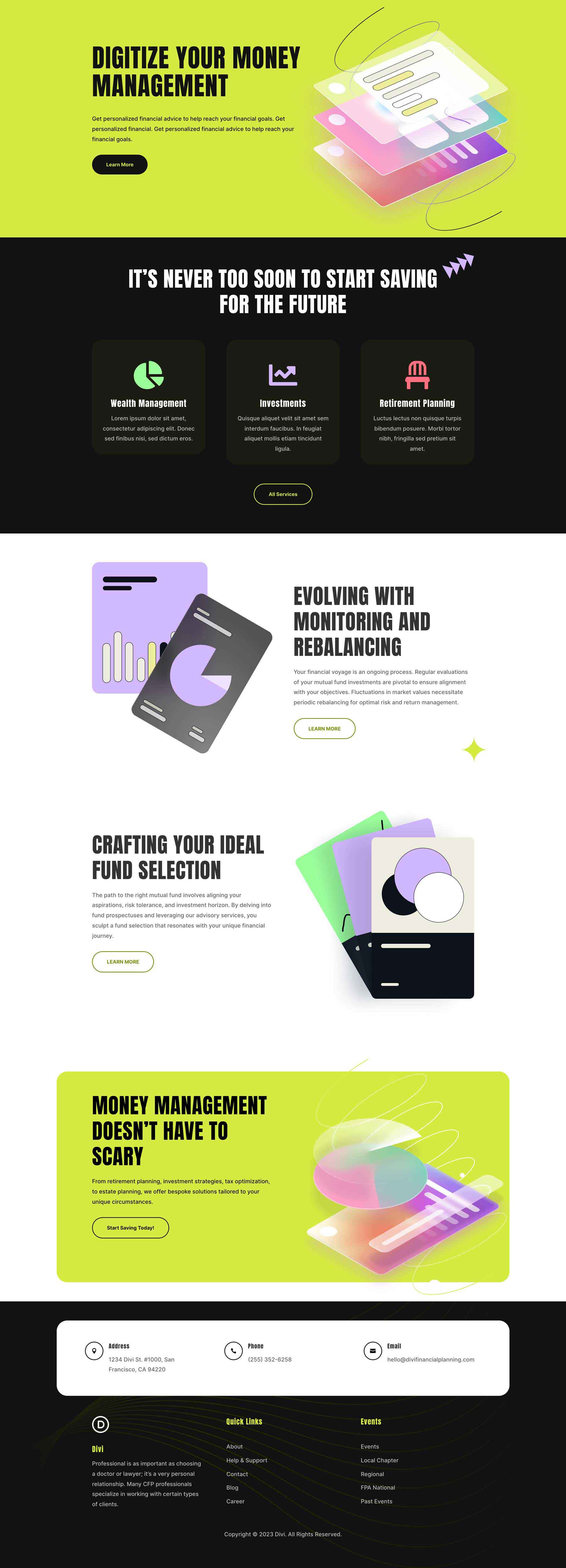 Financial Planning Layout Pack for Divi