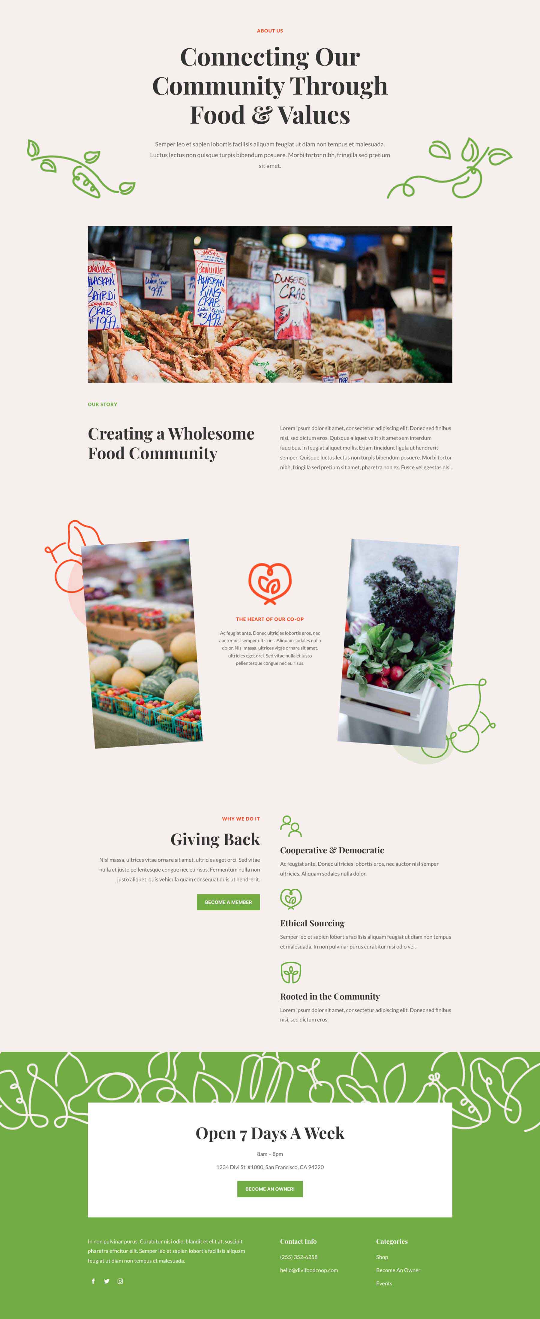Food Co-op Layout Pack for Divi