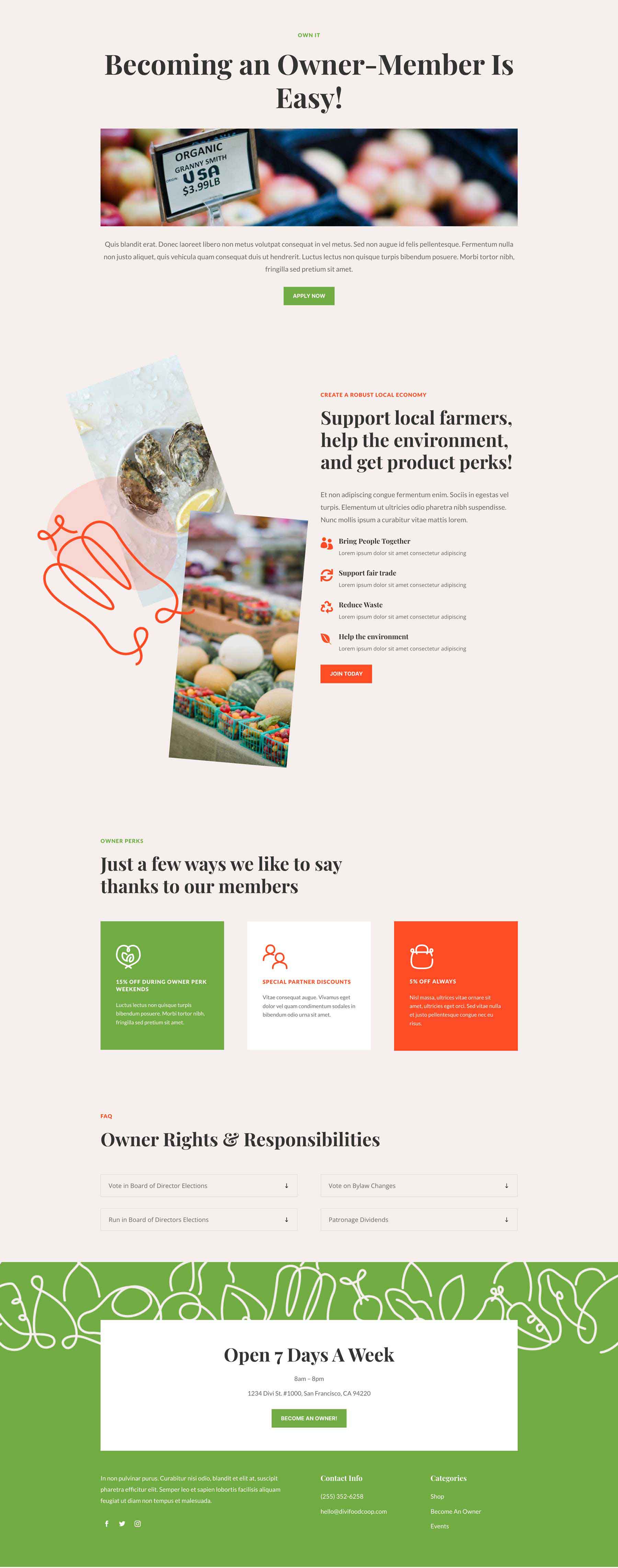 Food Co-op Layout Pack for Divi