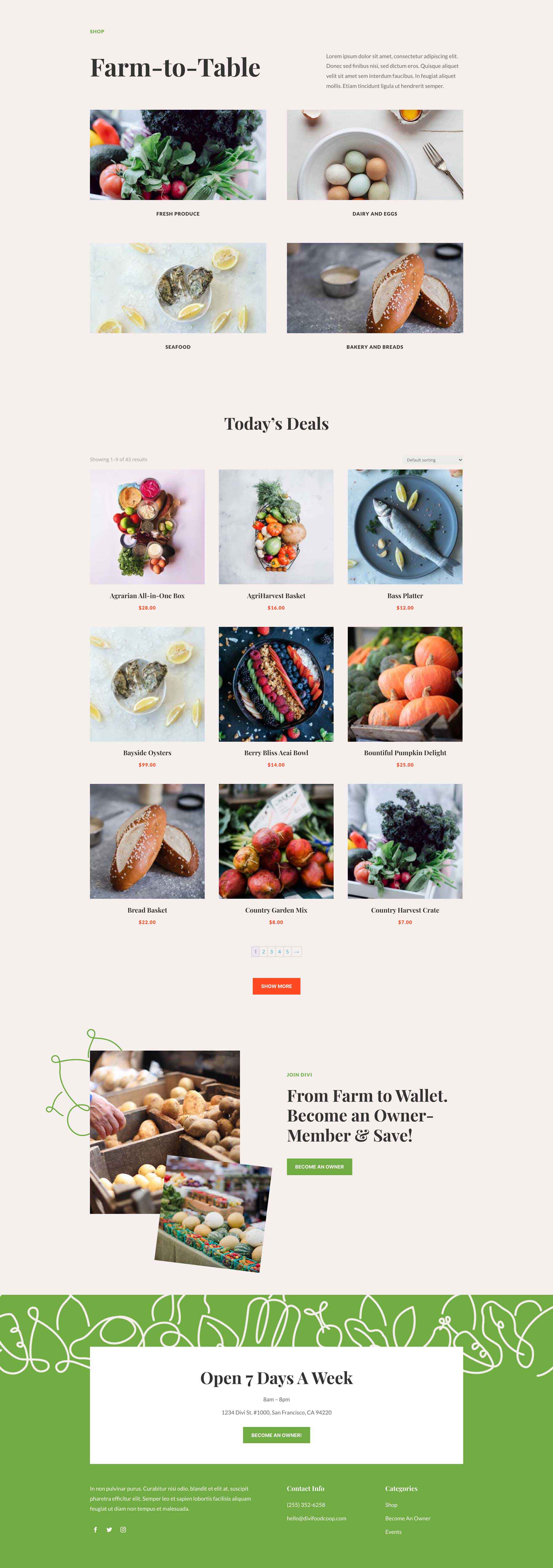 Food Co-op Layout Pack for Divi