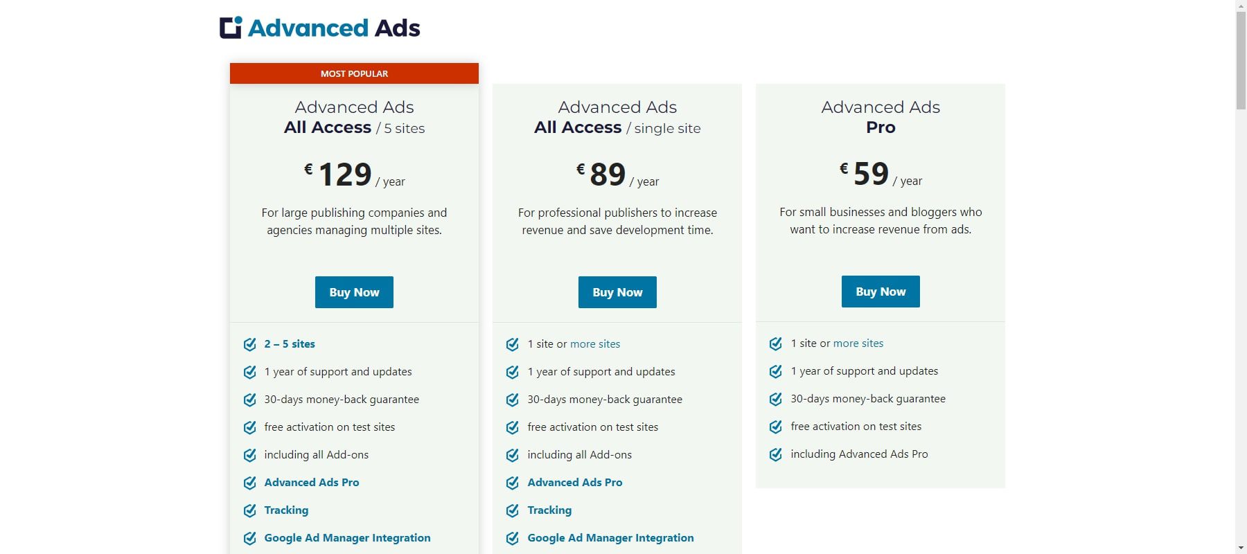 advanced ads pricing