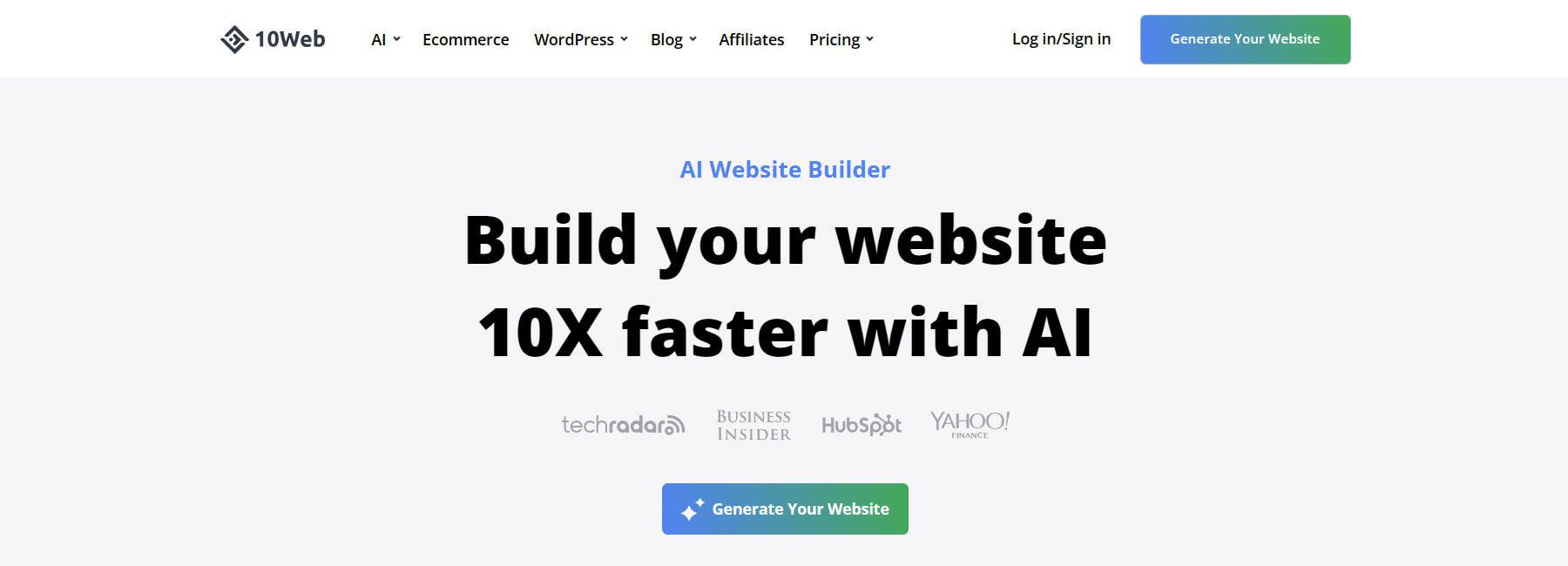 10Web AI Website Builder - Landing Page - January 2024