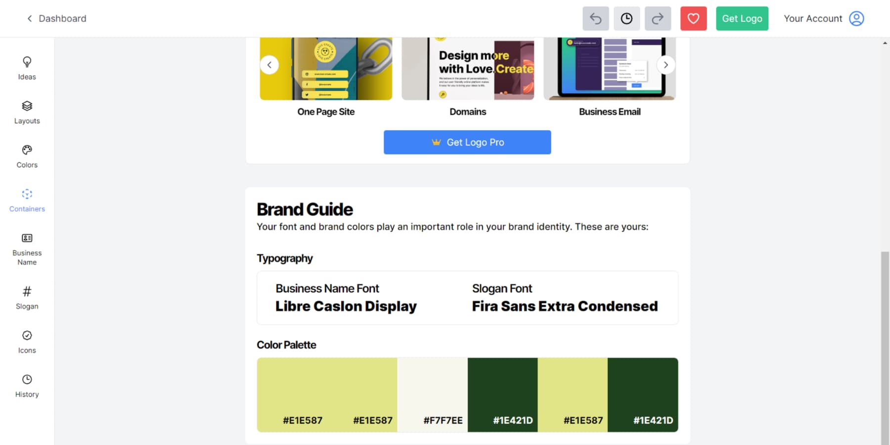 A screenshot of Logo.com proving a brand guide
