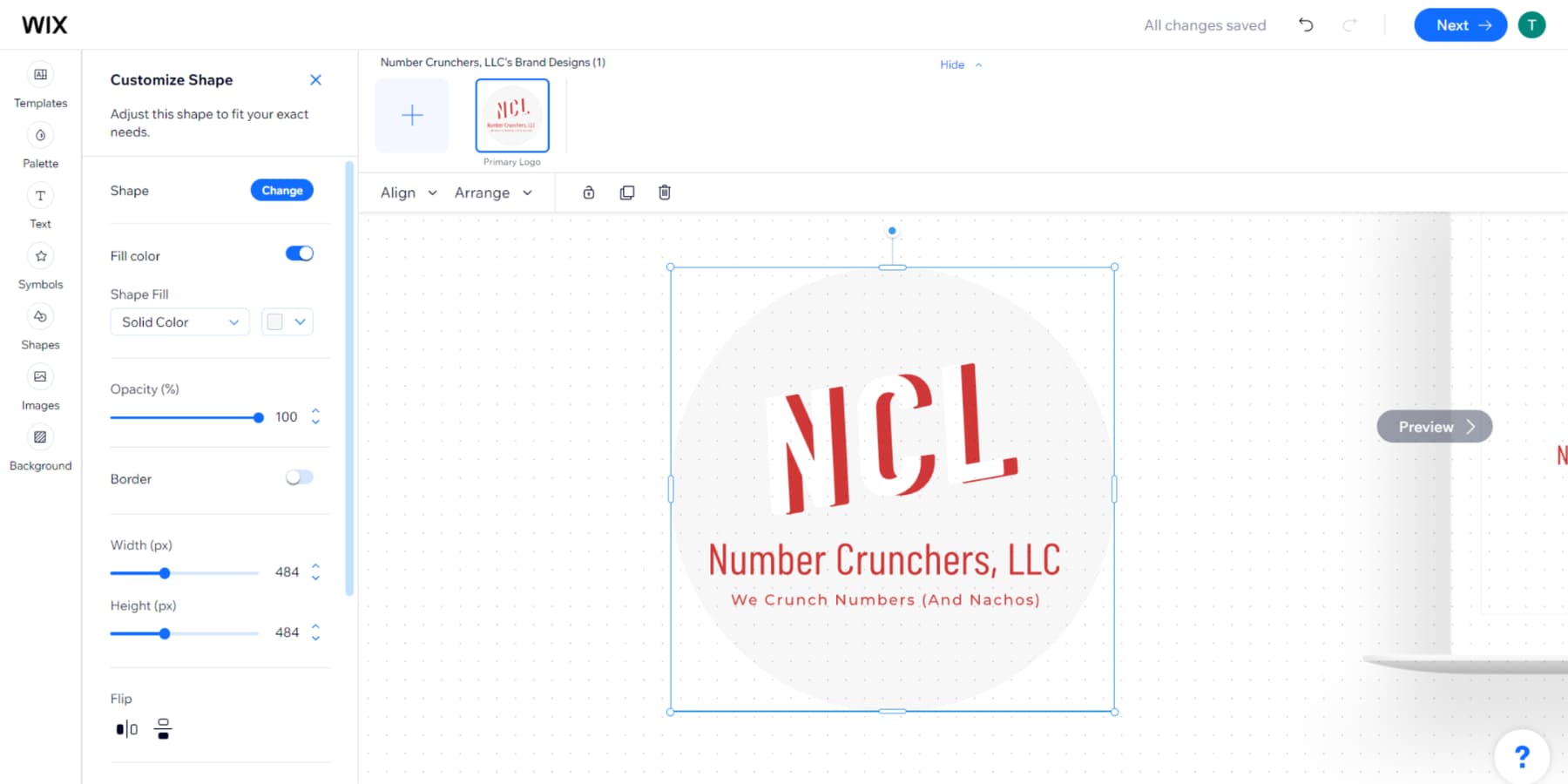A screenshot of Wix Logo Maker Allowing Drag n Drop of elements