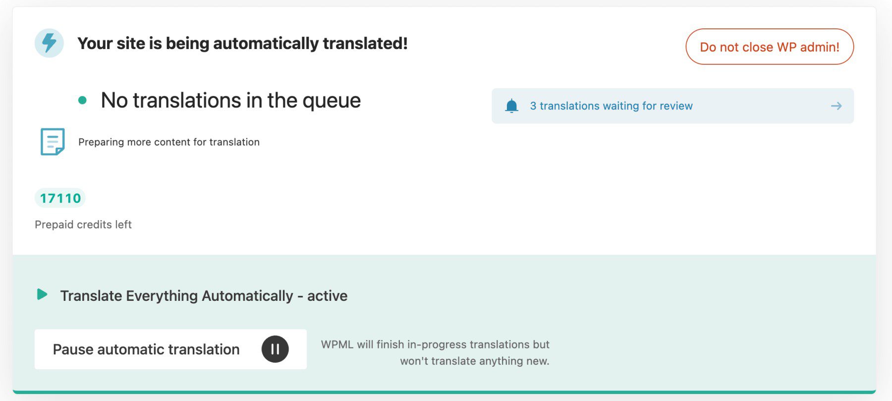 Automatic Site Translation WPML