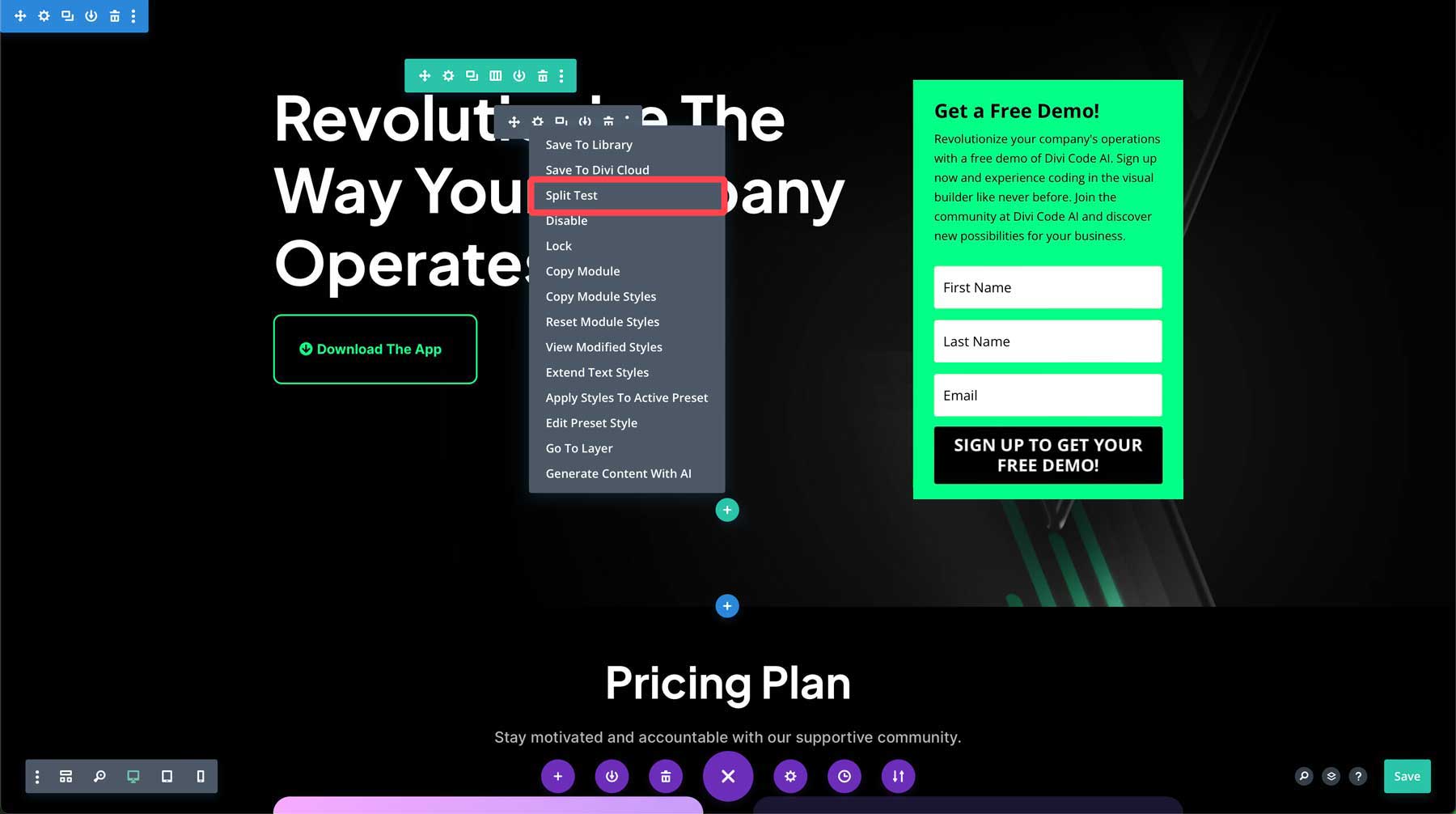 Divi Leads split testing