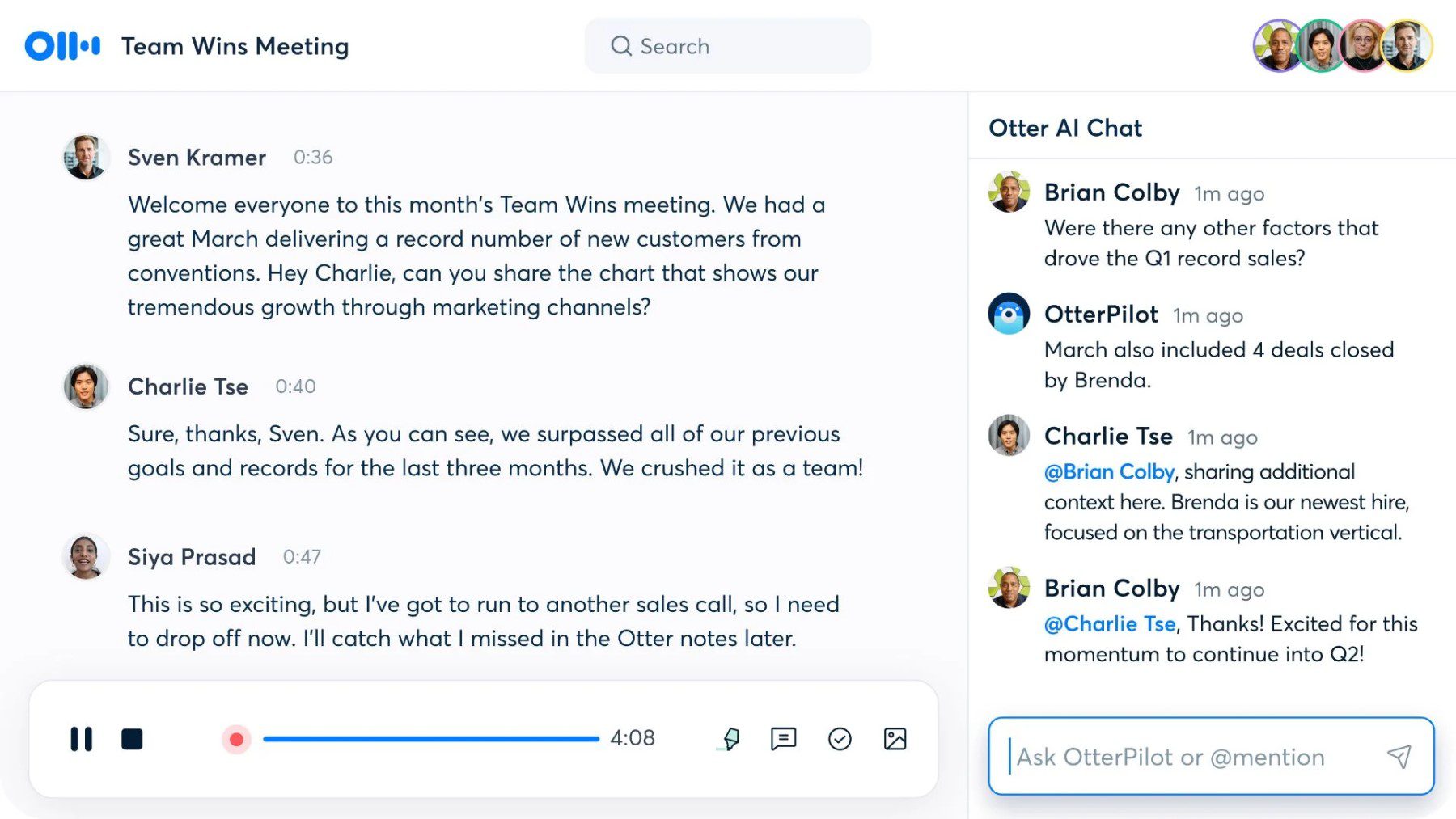 OtterPilot Chat Assistant for Meetings