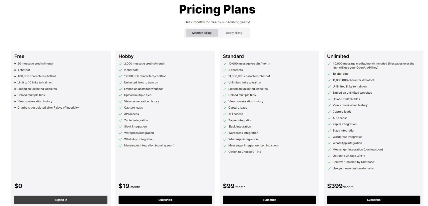 Pricing Plan