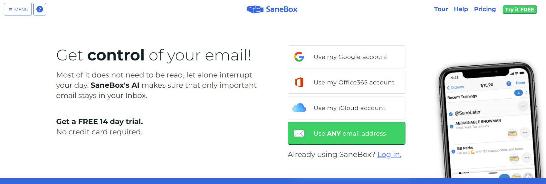 Sanebox - Homepage - October 2023