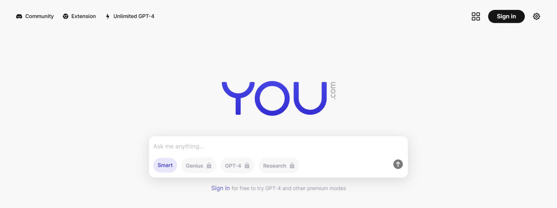 You.com - Homepage - January 2024