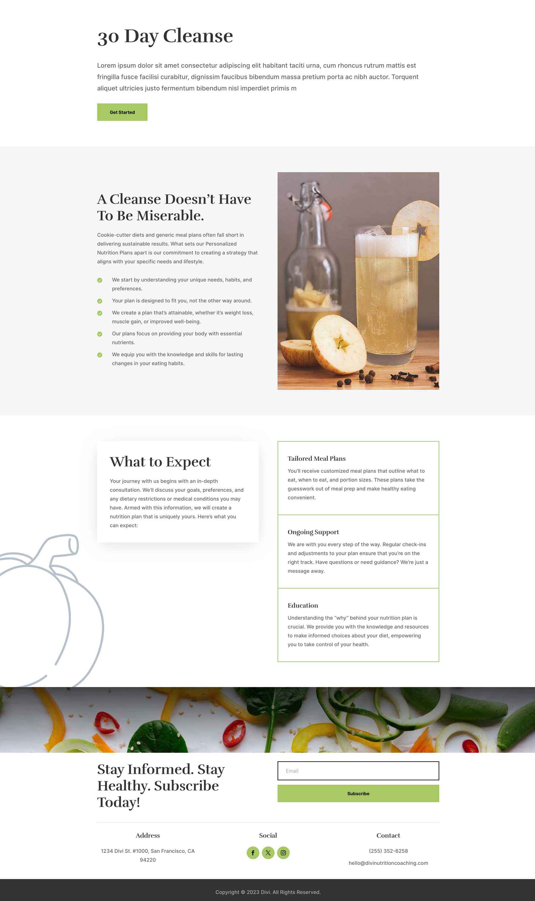 Nutrition Coaching Layout Pack for Divi