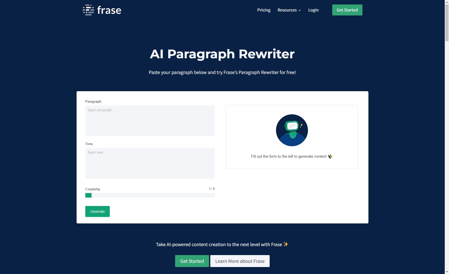 frase.io ai rewriter tools