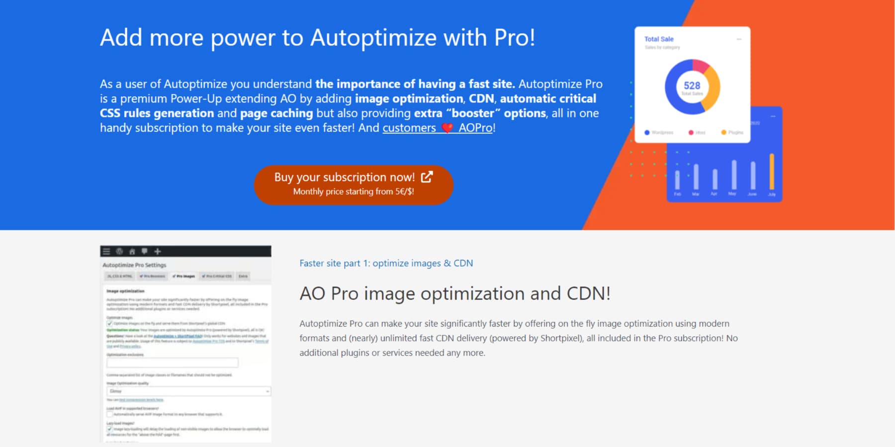 A screenshot of Autoptimize's Home Page