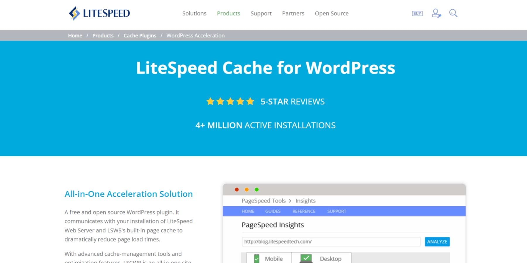 A screenshot of LiteSpeed Cache's Home Page