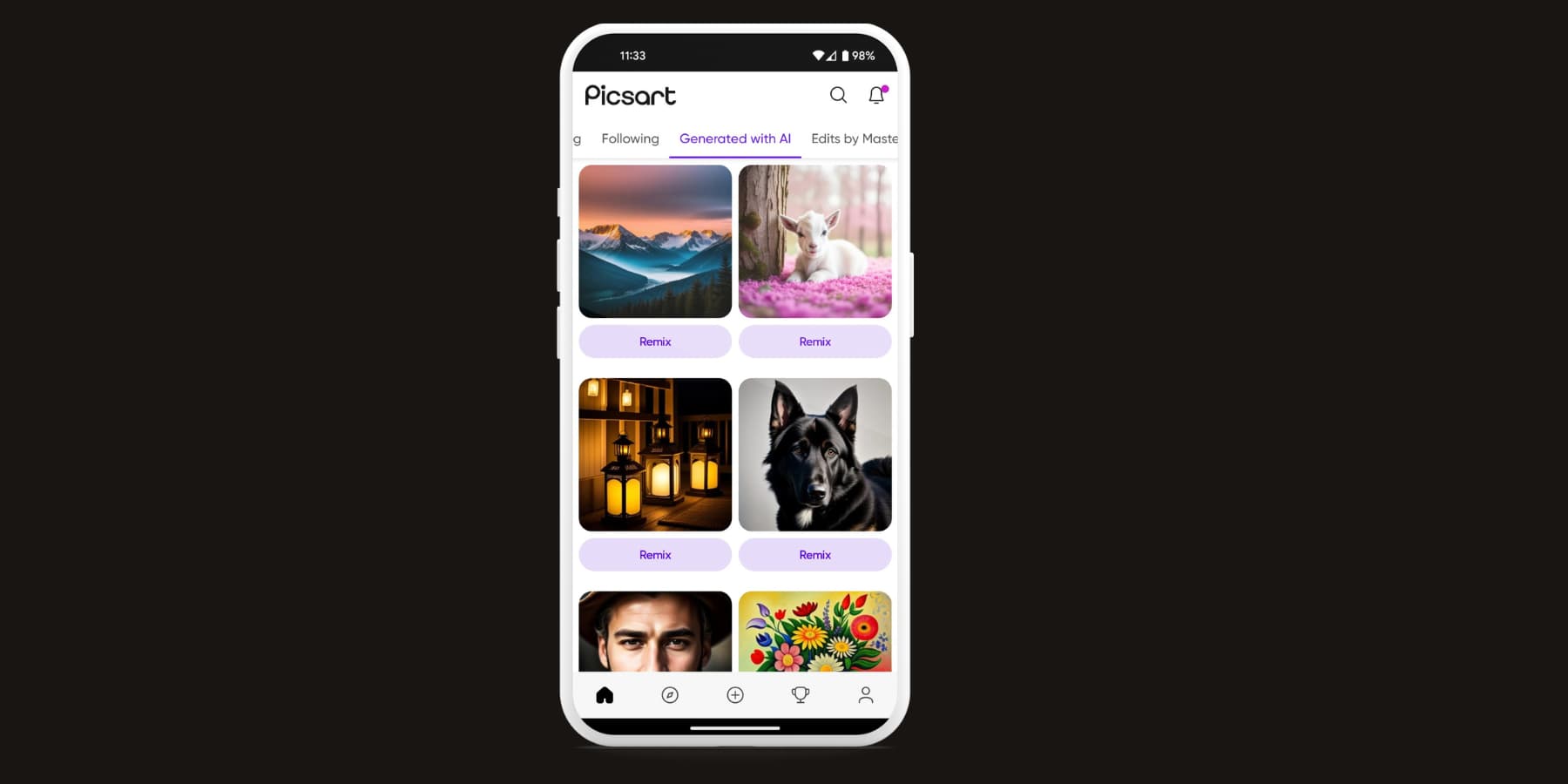 A screenshot of Picart's Community interface