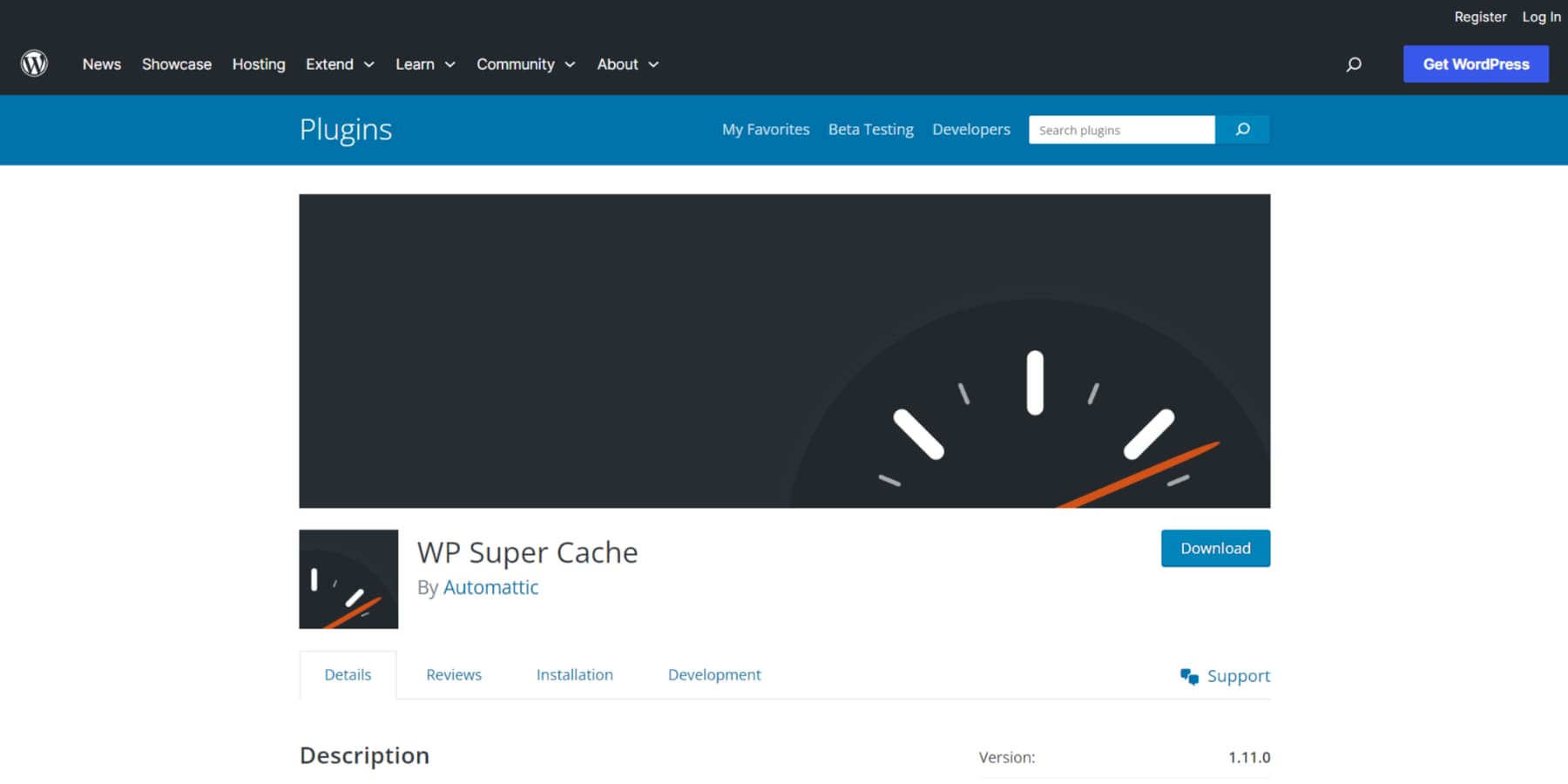 A screenshot of WP Super Cache's Home Page