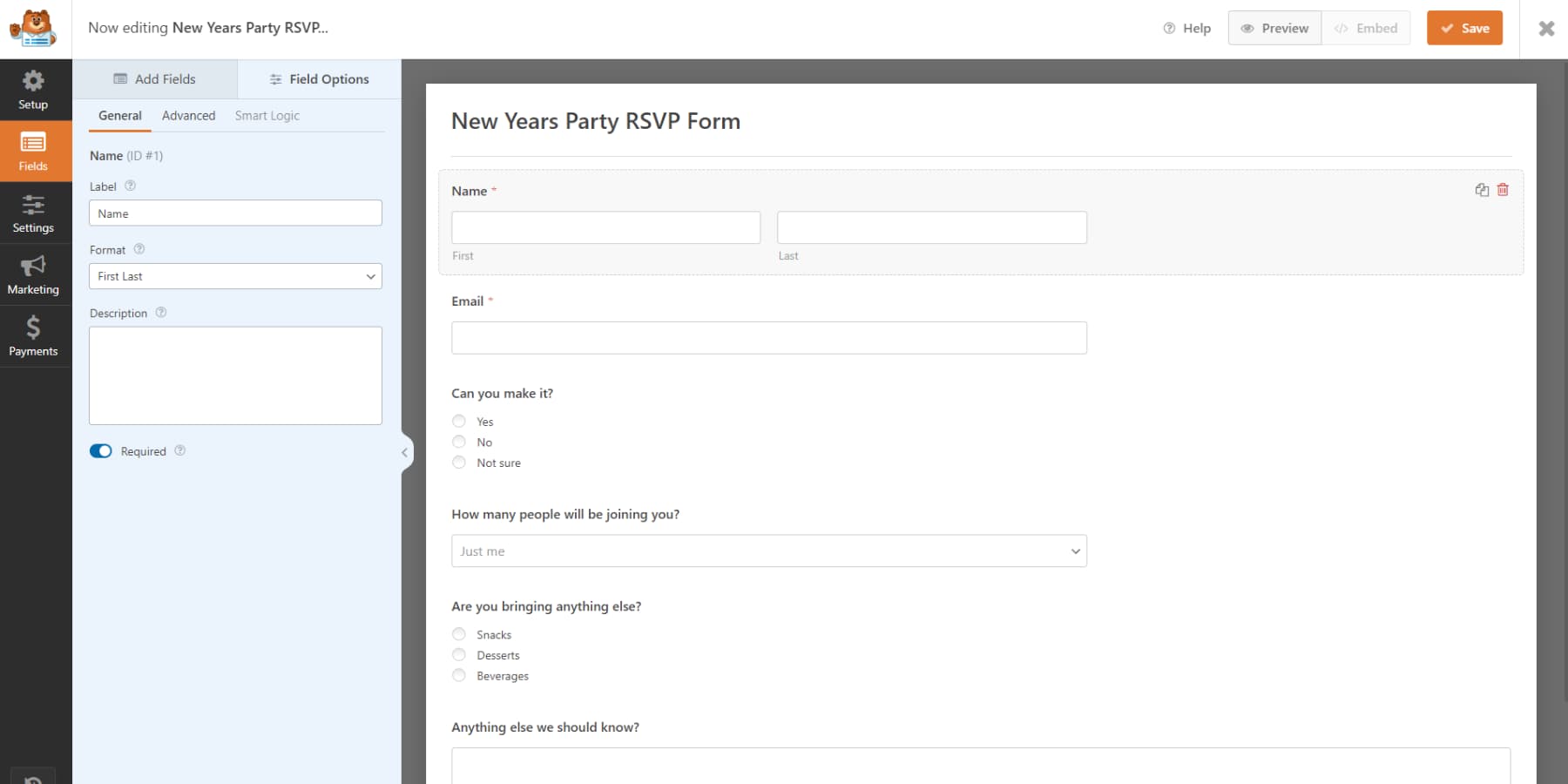 A screenshot of WPForms' User Interface