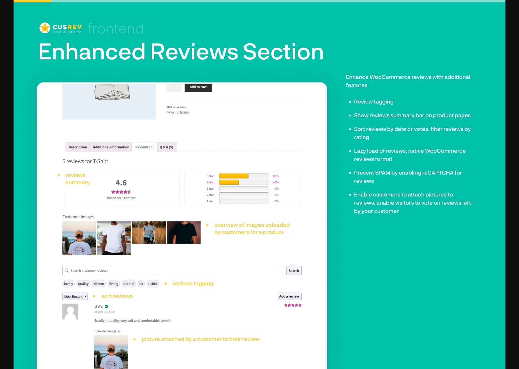 customer reviews by woocommerce plugin