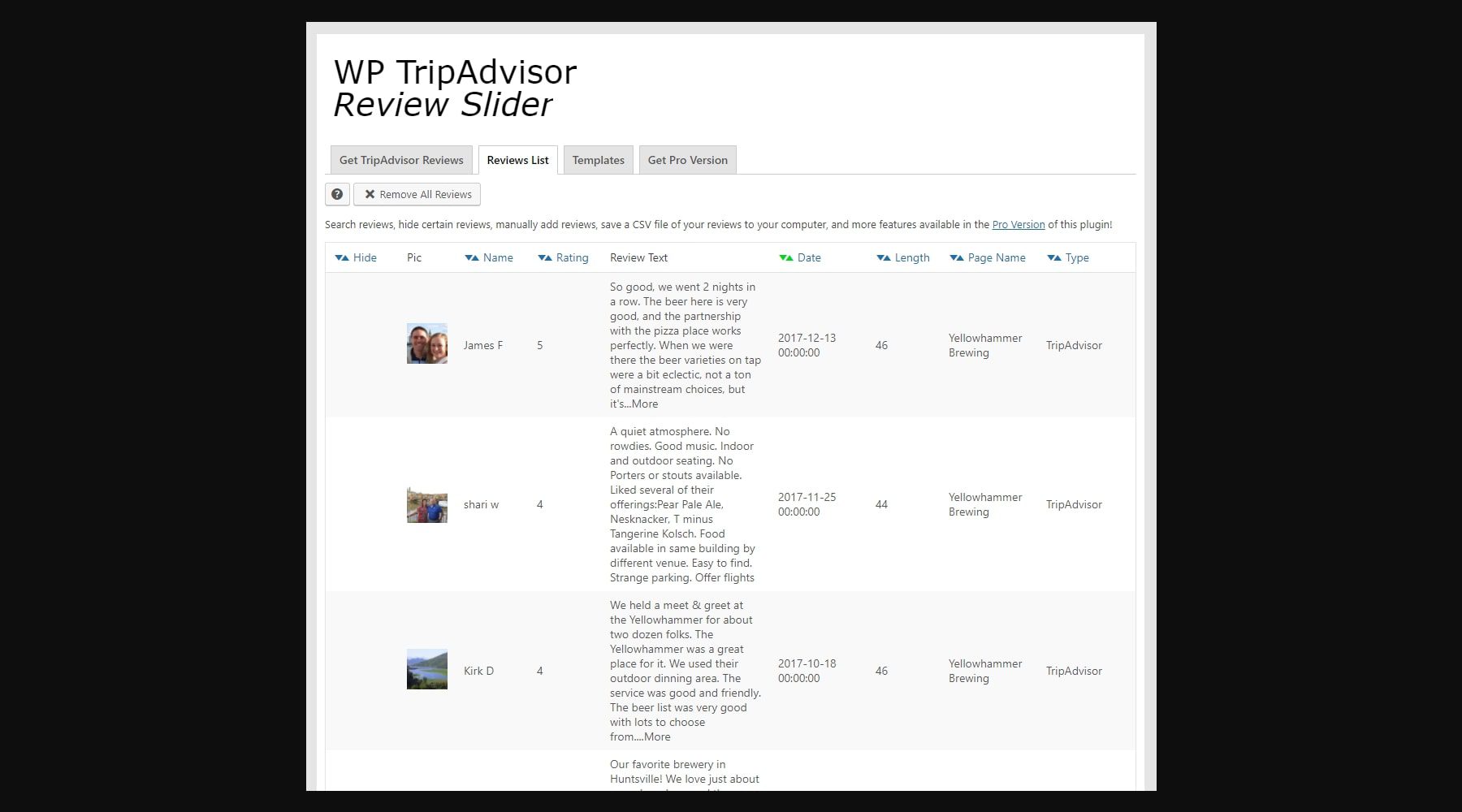 wp tripadvisor review slider