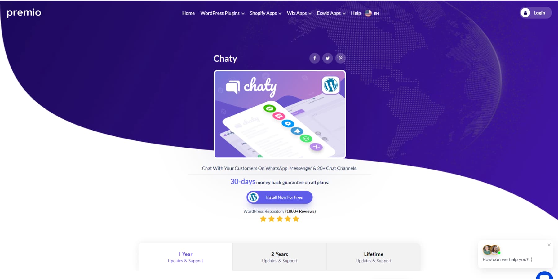 A screenshot of Chaty's home page