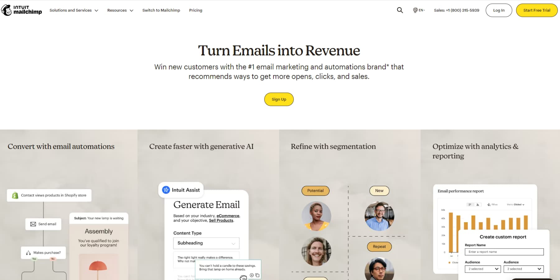 A screenshot of MailChimp's home page