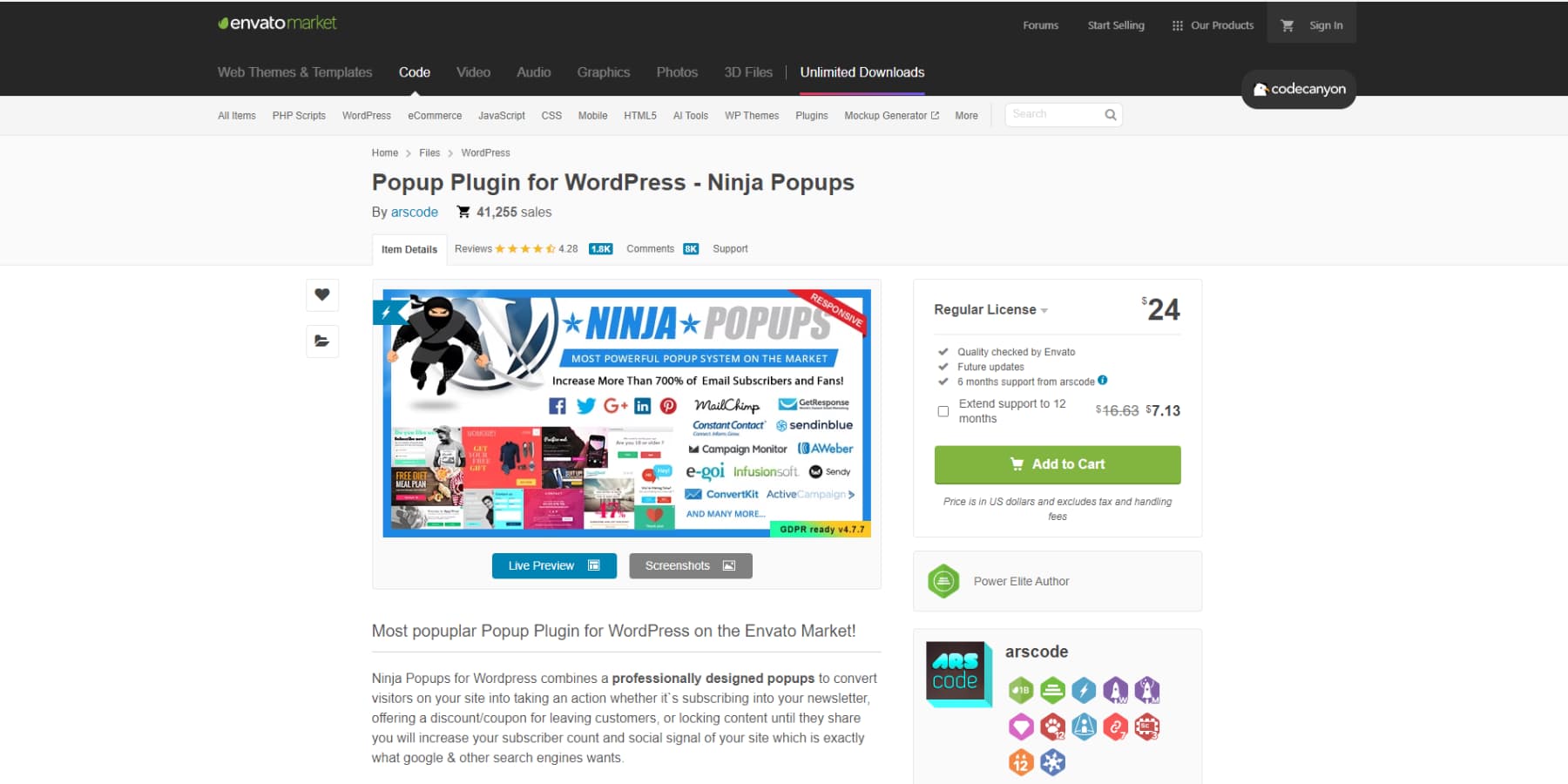 A screenshot of Ninja Popups' home page