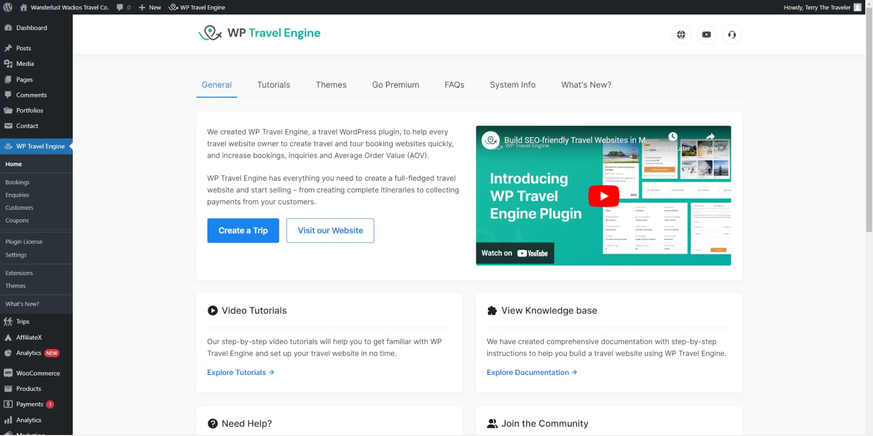 A screenshot of WP Travel Engine's user interface