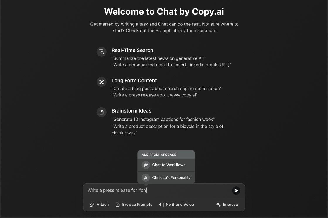 Chat Interface for Copy.AI Chat