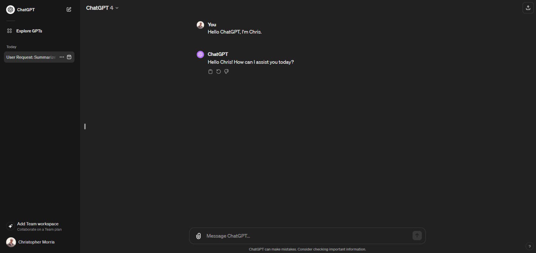 ChatGPT Screenshot - UI Chatbot Landingpage - March 2024