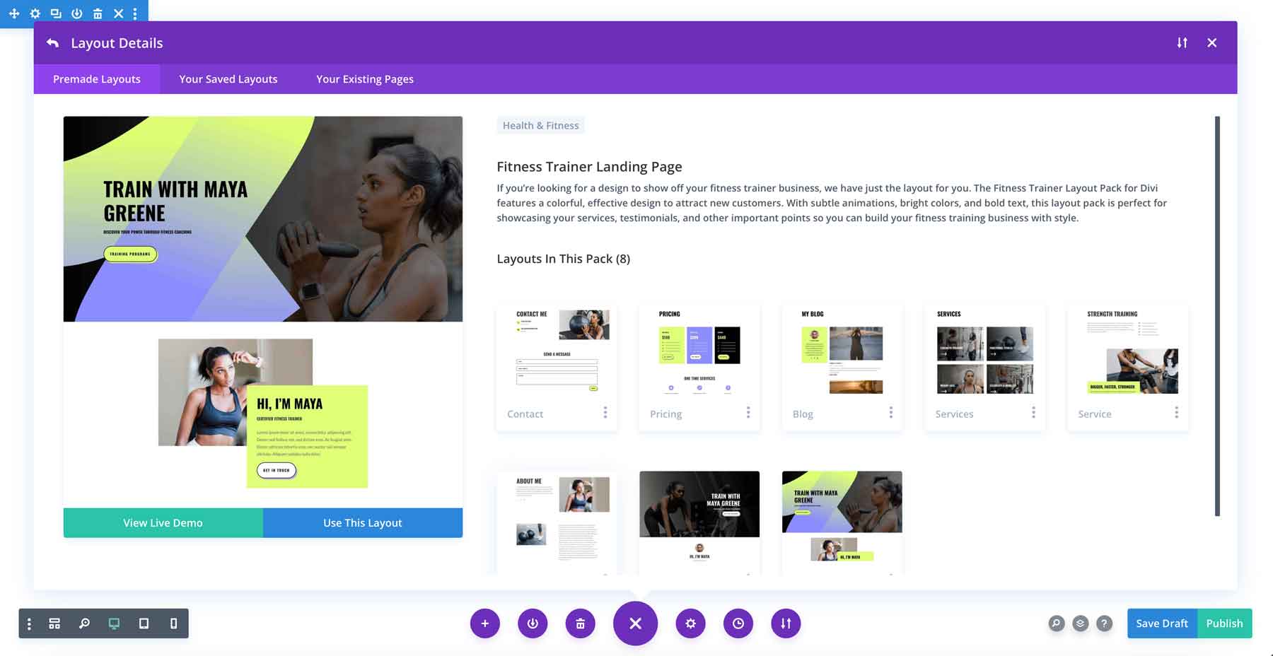 Fitness Trainer Layout Pack for Divi