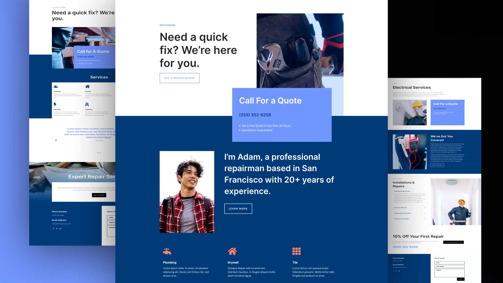Get a Free Repairman Layout Pack for Divi