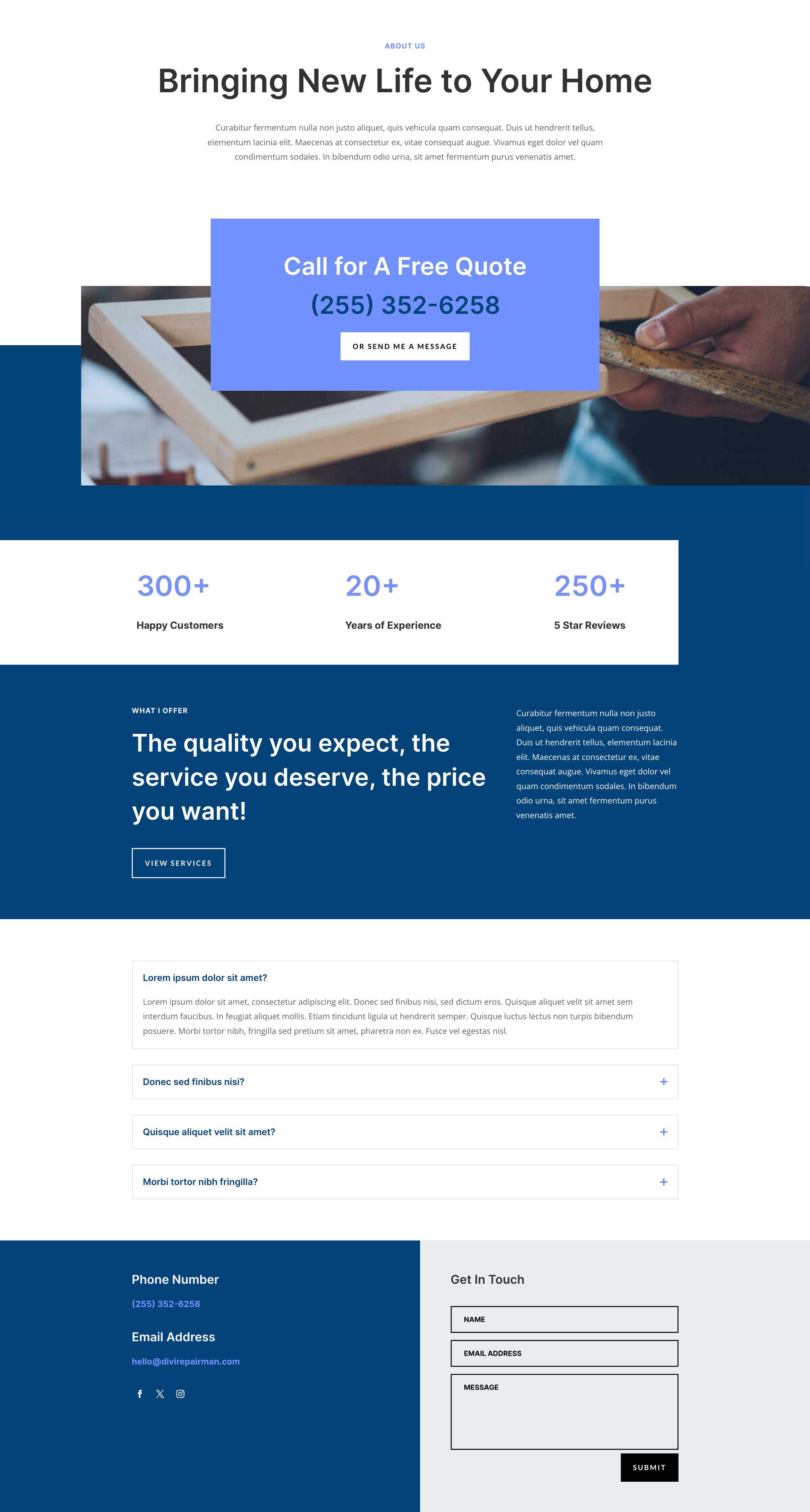 Repairman Layout Pack for Divi