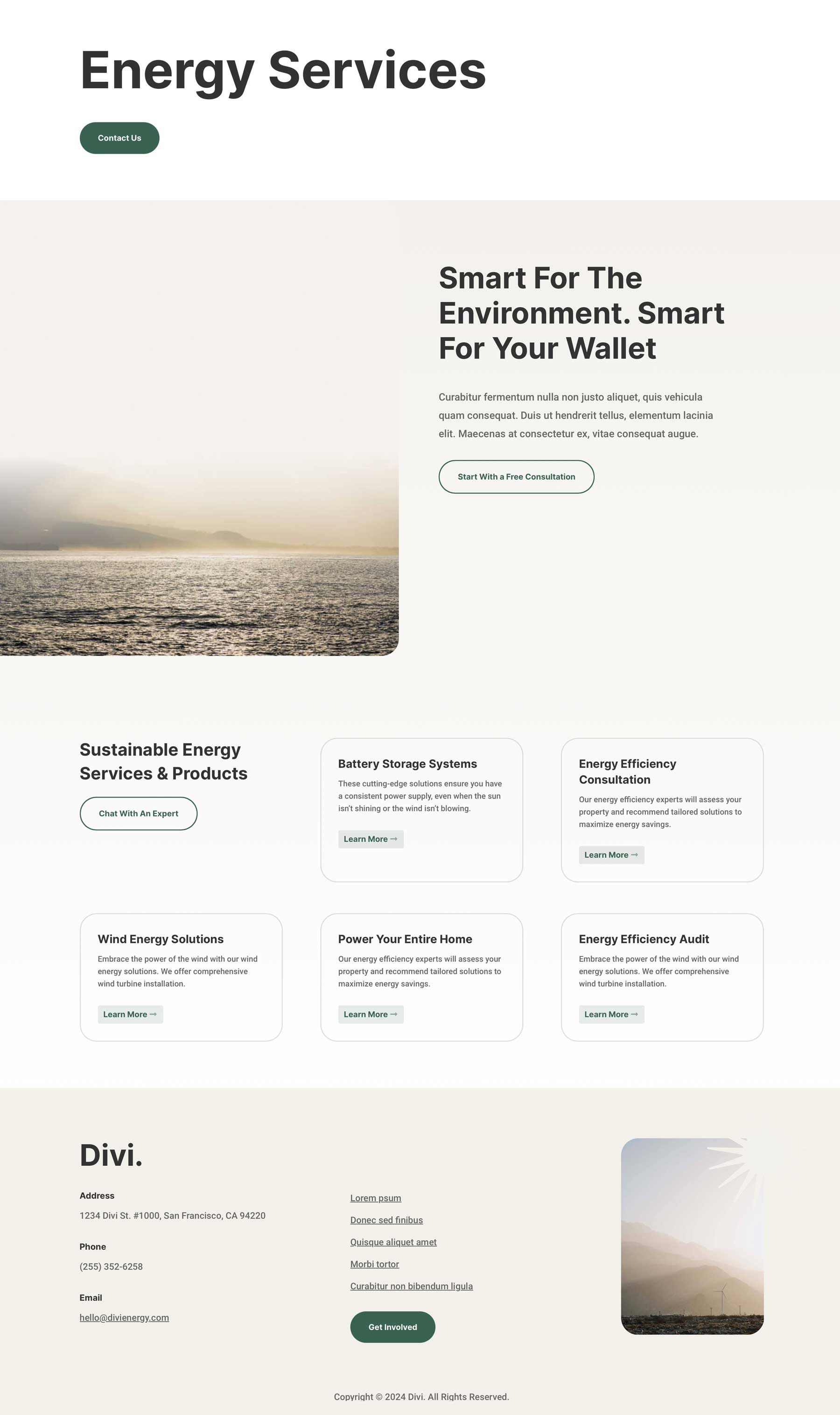 Sustainable Energy Layout Pack for Divi