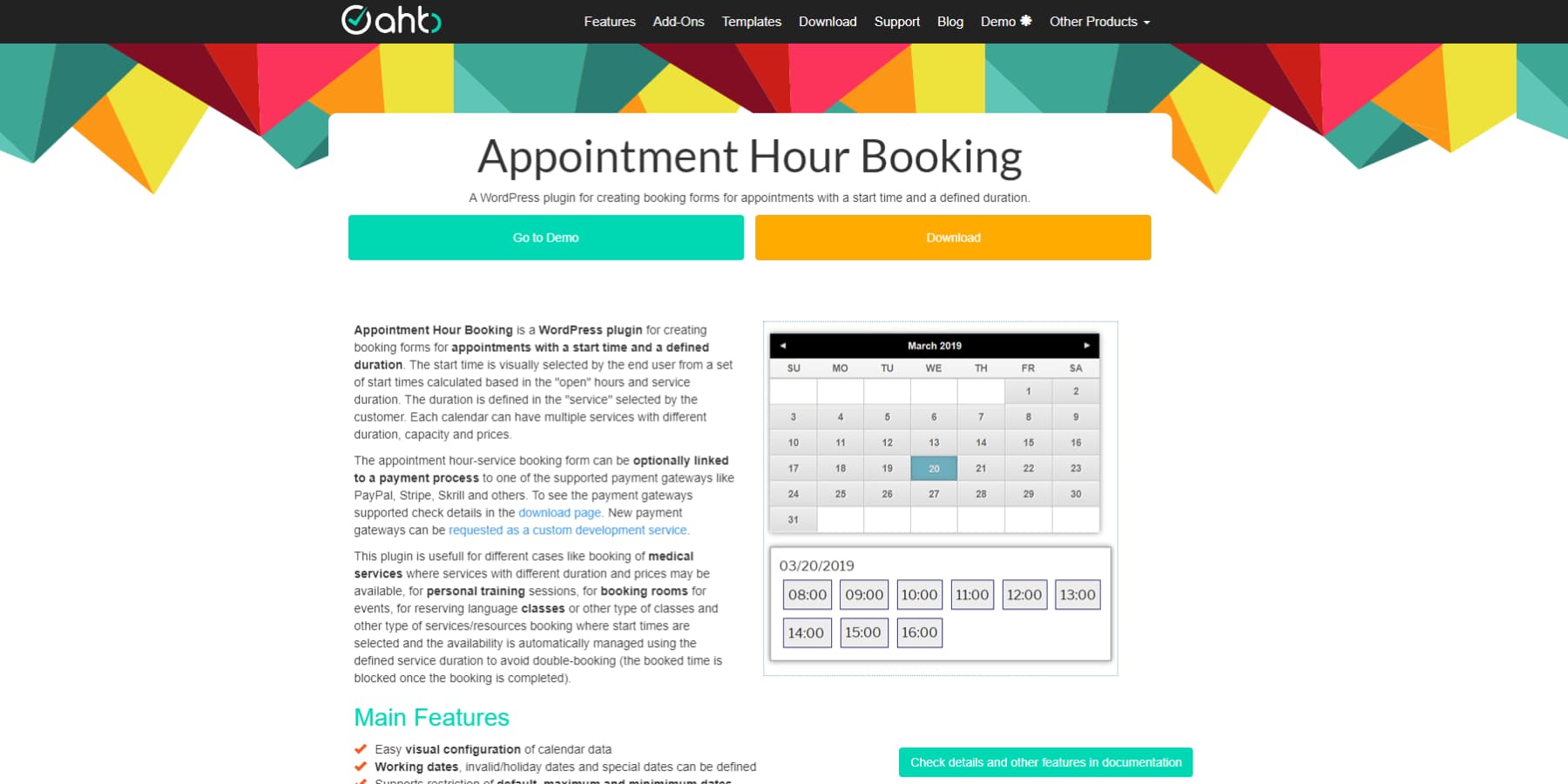 A screenshot of Appointment Hour Booking's home