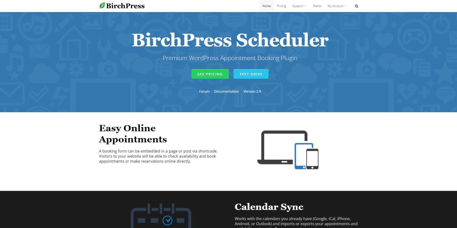 A screenshot of BirchPress's home
