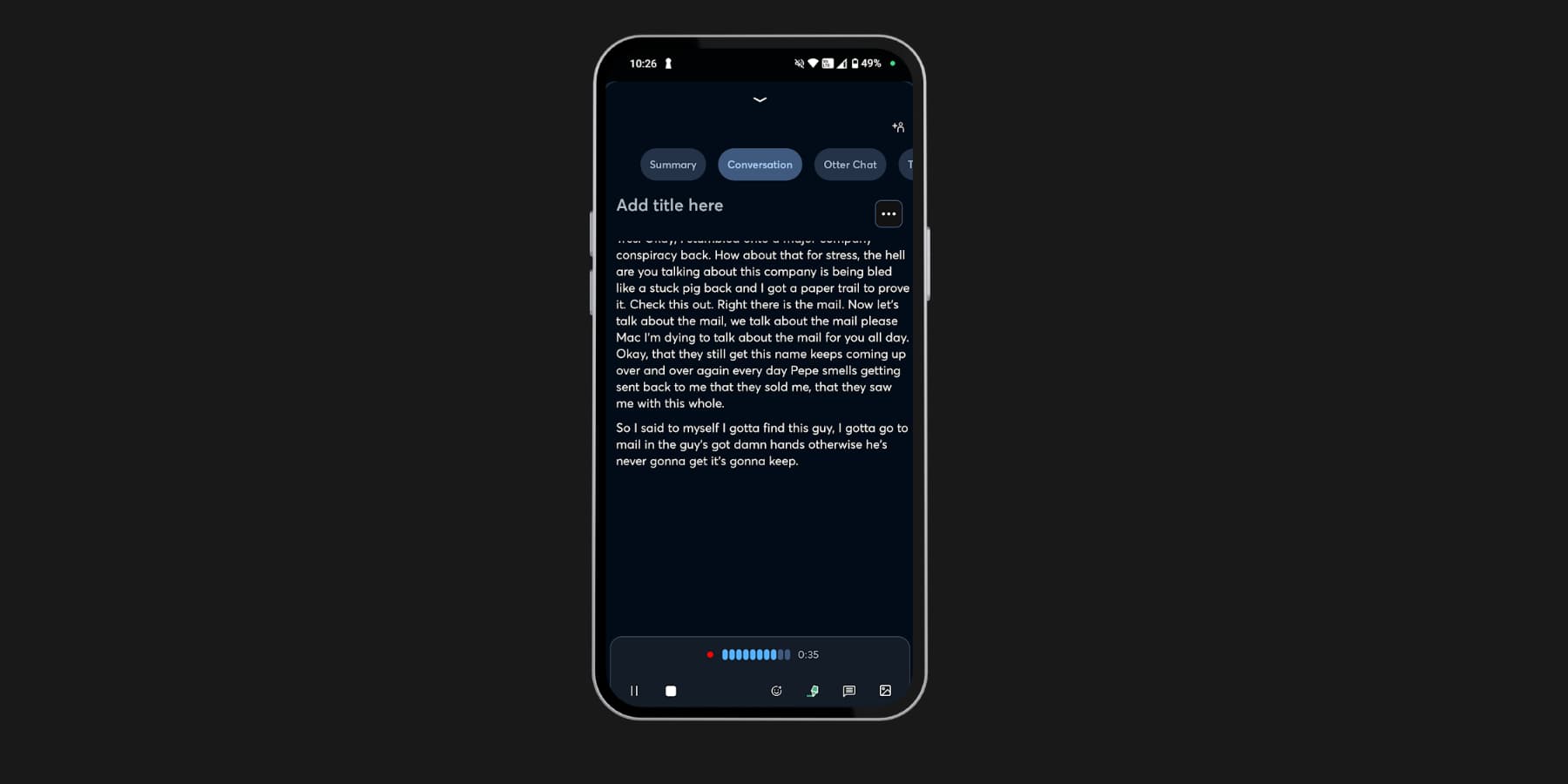 A screenshot of Otter's user interface