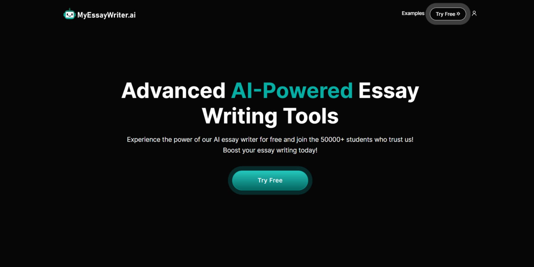 A screenshot of myessaywriter.ai's home interface