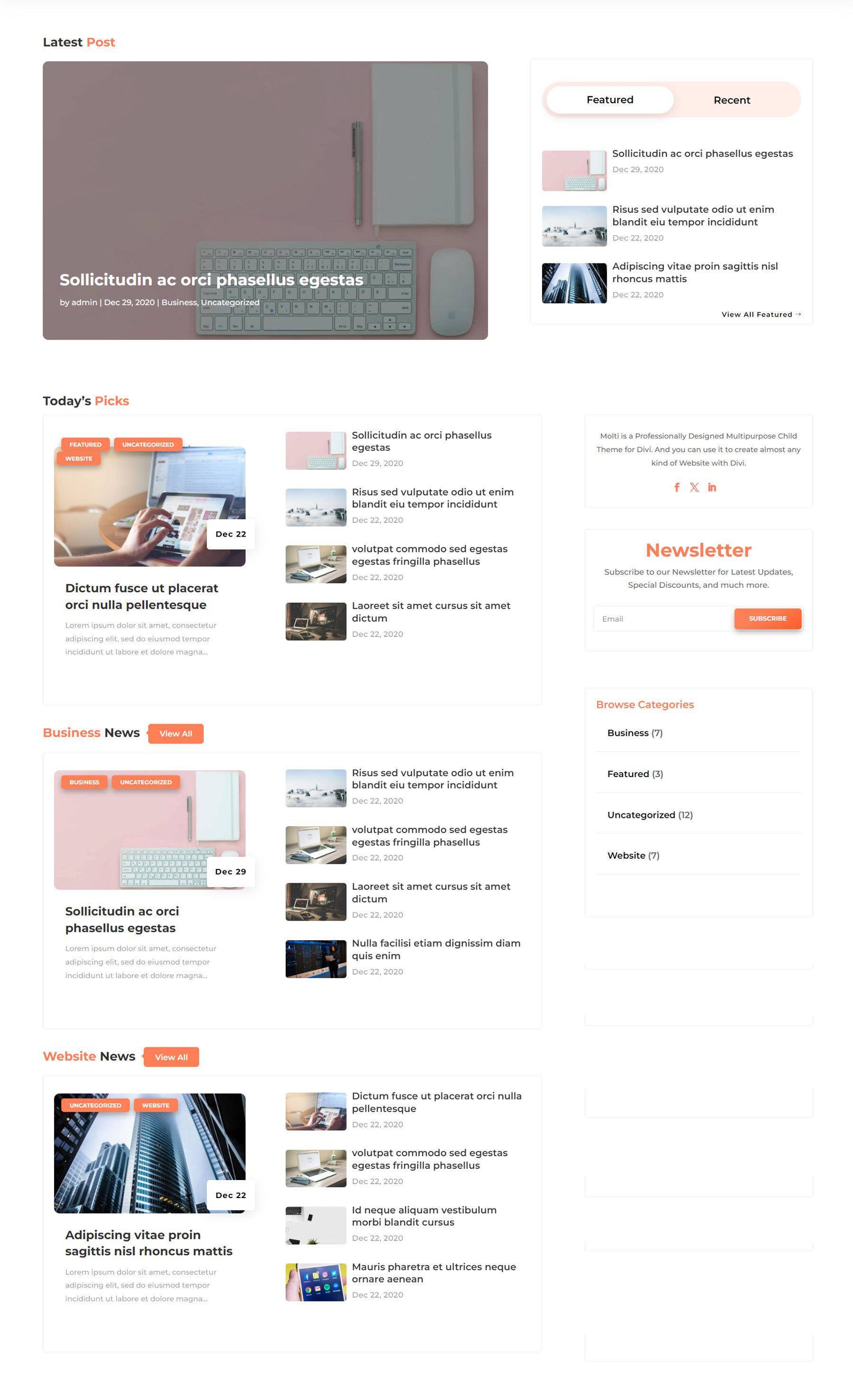 Molti Child Theme Blog Advanced Layout