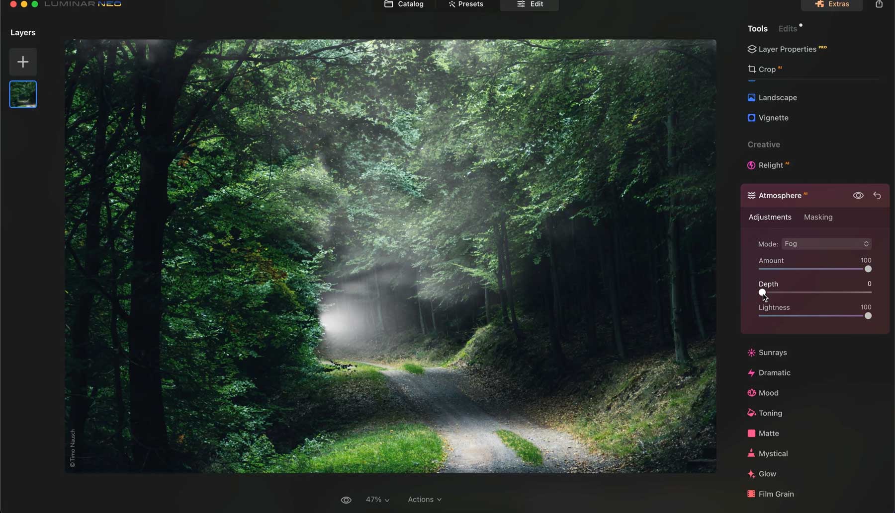 Luminar Neo interface