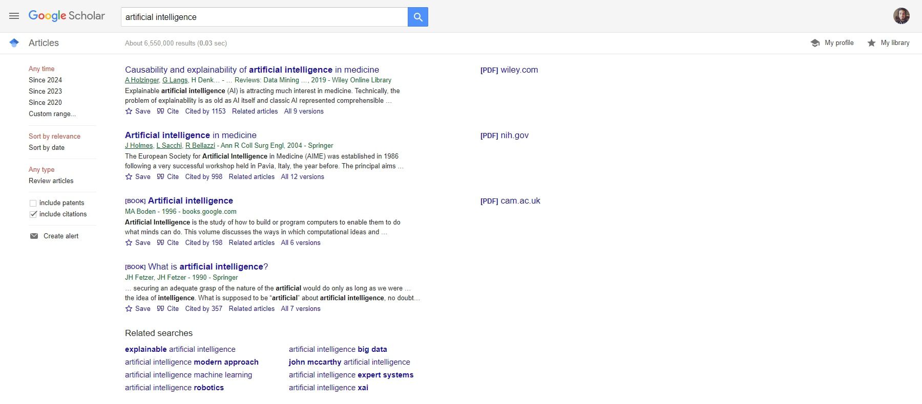 google scholar searching