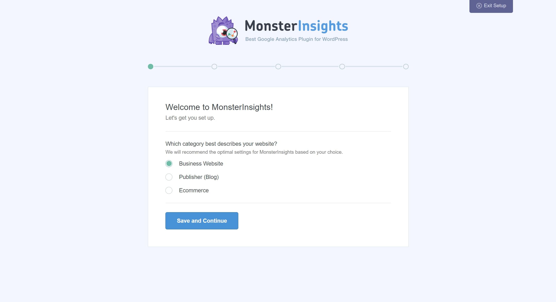 monsterinsights setup