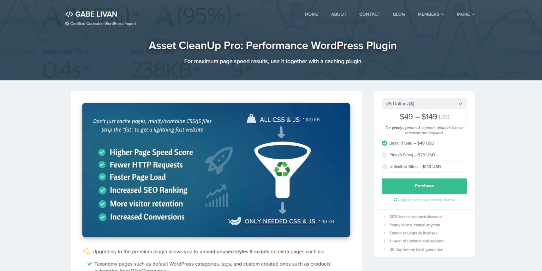 A screenshot of Asset CleanUp's home page