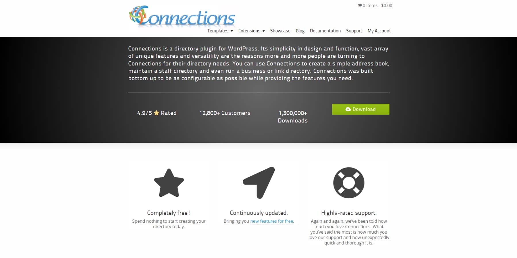 A screenshot of Connections' homepage