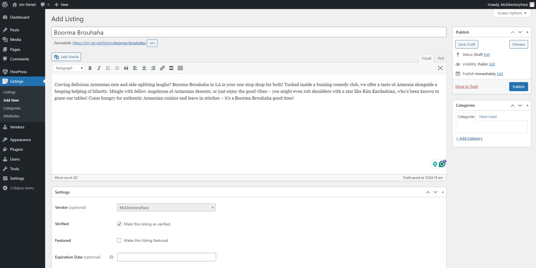 A screenshot of HivePress' user interface - Best WordPress Directory Plugins