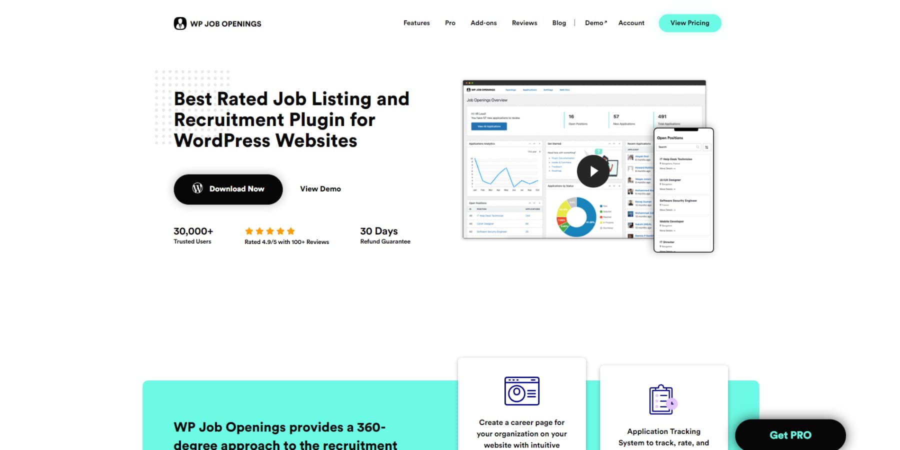 A screenshot of WP Job Openings' homepage